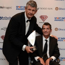 Morne du Plessis & Joost van der Westhuizen at the 2015 Sport Industry Awards