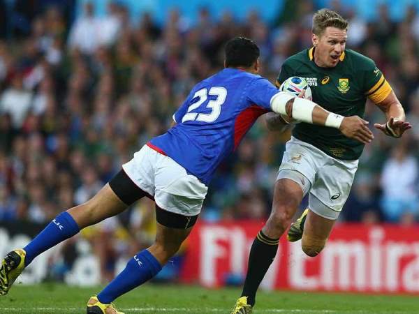 Jean de Villier in action against Samoa on Saturday 26 September 2015.