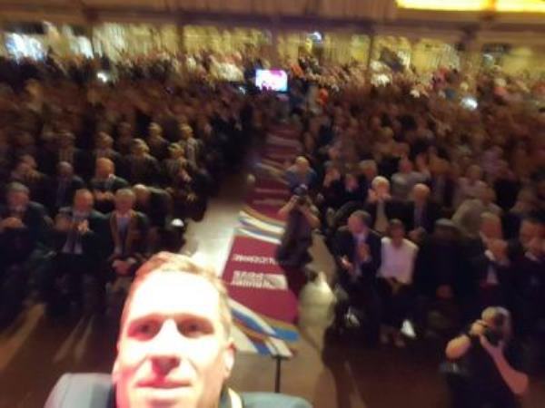 Jean de Villiers takes a 'SELFIE' with the crowd at Eastbourne, England, where the team is based.