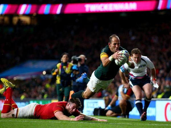 Fourie du Preez scores the winning try against Wales in the Rugby World Cup 2015 Quarterfinal