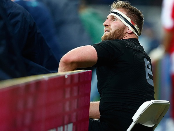 Kieran Read sitting on the 'Naughty Chair" after being Yellow Carded in the Tonga game