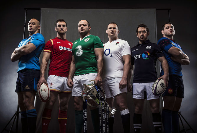 Sergio Parisse, Sam Warburton, Rory Best, Dylan Hartley, Greg Laidlaw and Guilhem Guirado (from left to right)